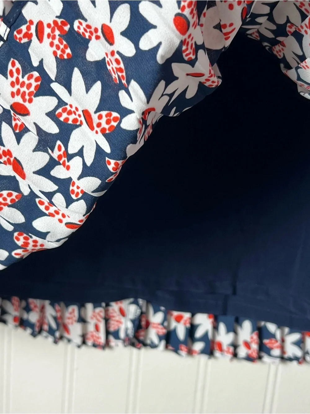 J. Crew Navy Red Floral Pleated Skirt Size 4